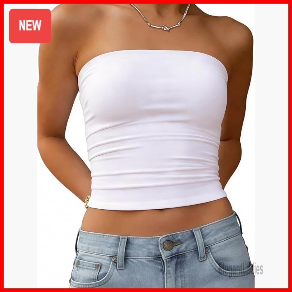 Slim Fit Tube Top Polyester Spandex Backless Crop Bandeau Y2K Style